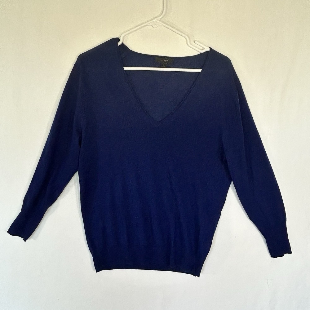 J Crew Women's Sweater Merino Wool Blue 3/4 Sleeve Size Medium READ